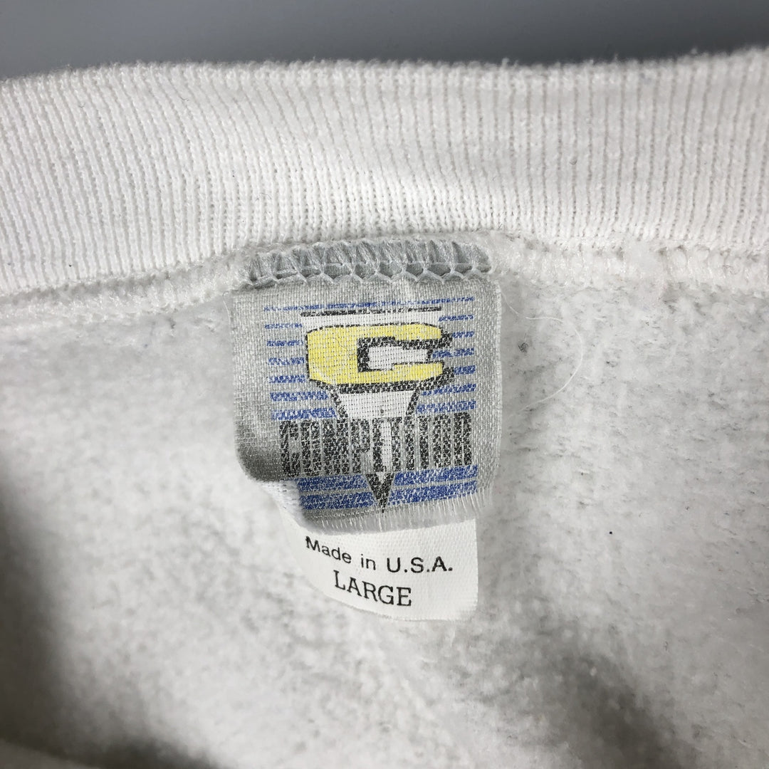 Vintage 90'S COMRETITOR NBA Charlotte Hornets Print Sweatshirt, Made in USA, Men's Size L cotton white type Vintage Second Hand