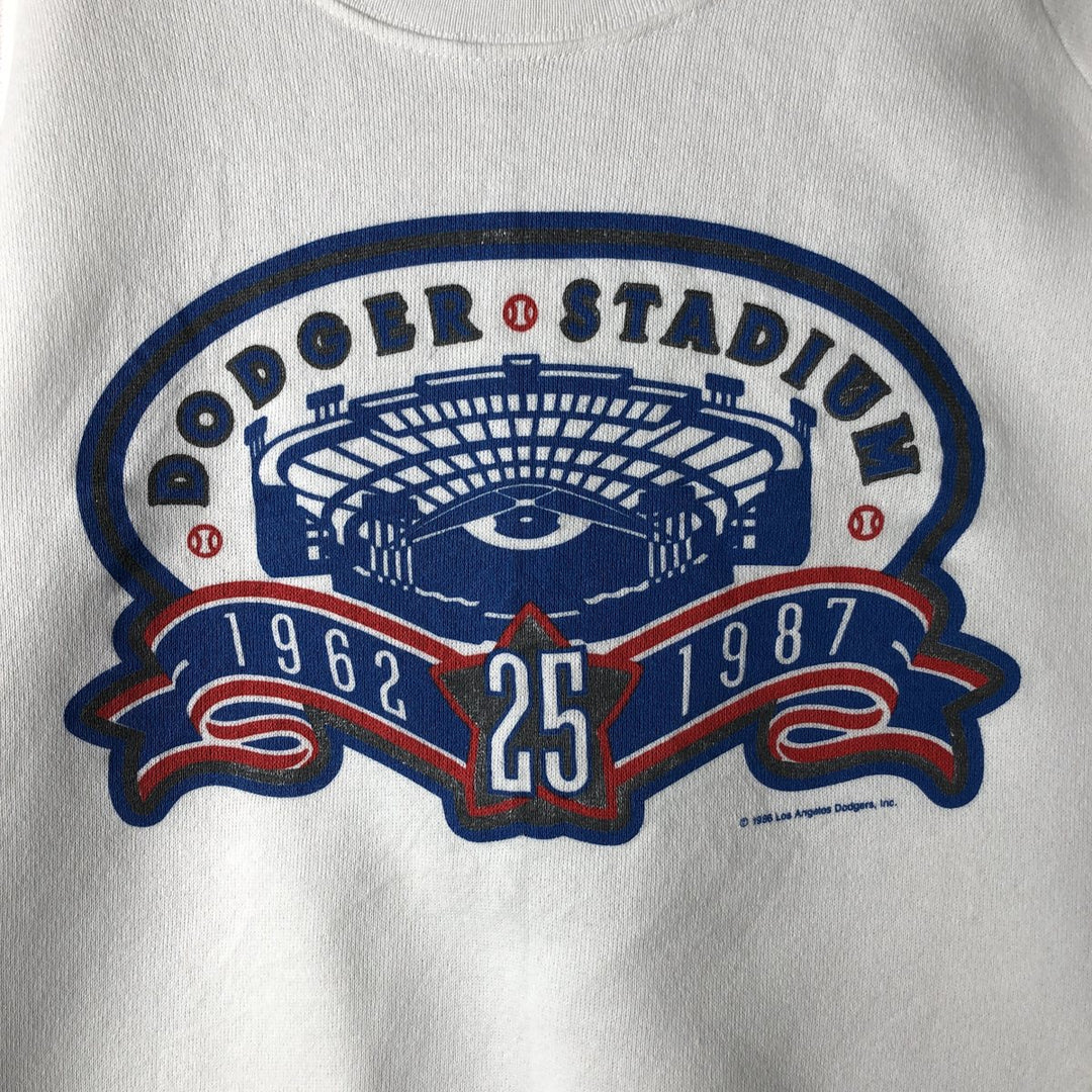 1980'S Dodger Stadium 25th Anniversary Printed Sweatshirt, Made in USA, Men's Size L cotton white type Vintage Second Hand