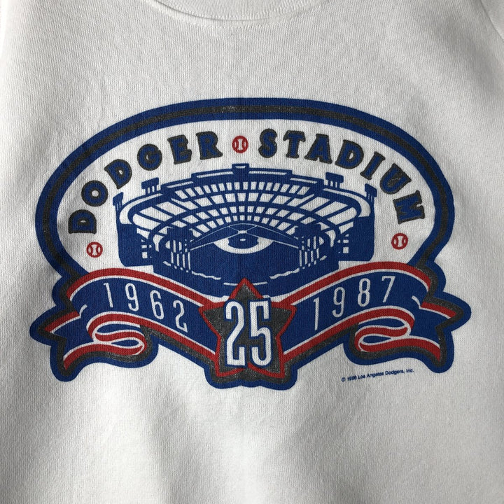 1980'S Dodger Stadium 25th Anniversary Printed Sweatshirt, Made in USA, Men's Size L cotton white type Vintage Second Hand