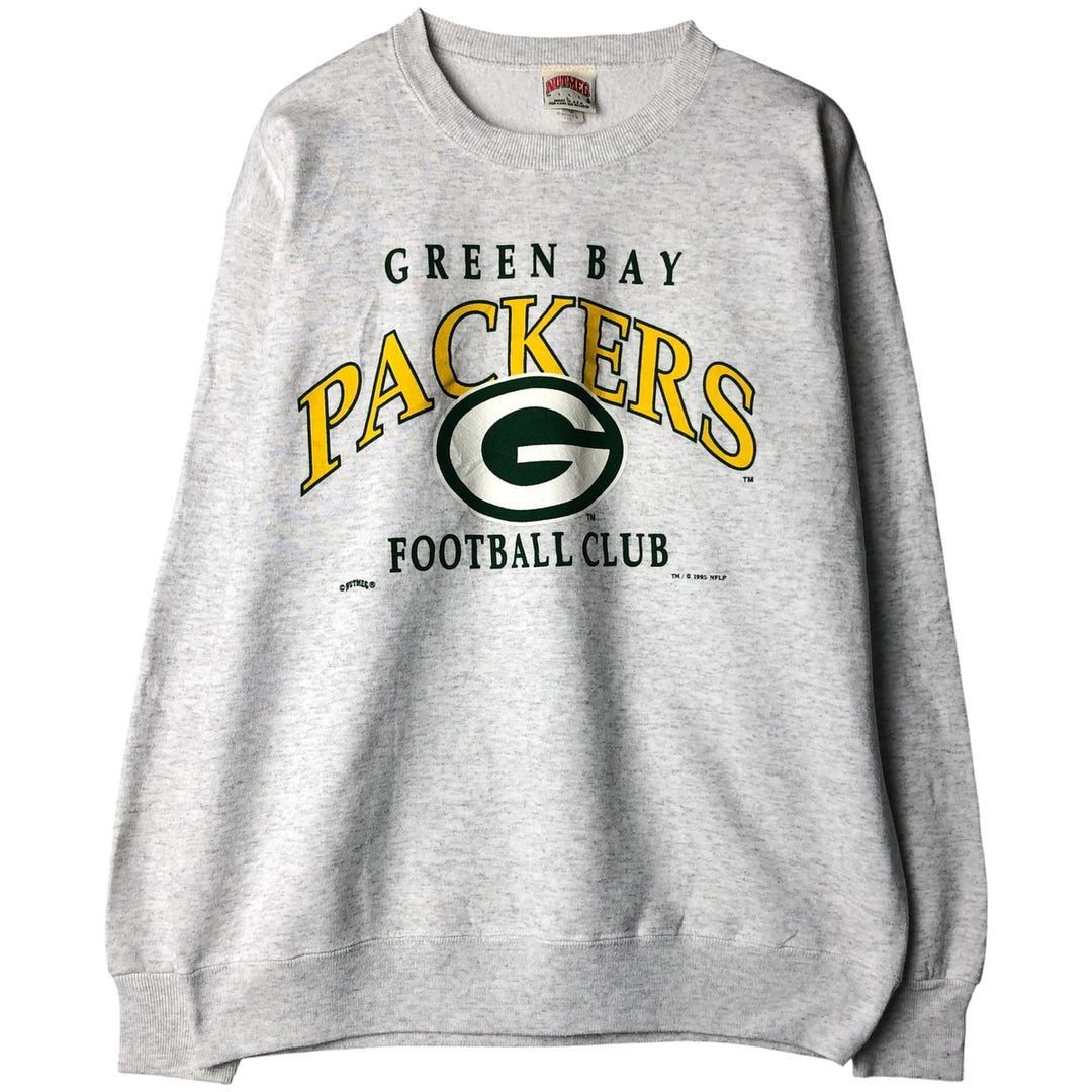90'S Nutmeg NFL Green Bay Packers Print Sweatshirt, Made in USA, Men's Size L cotton gray type Vintage Second Hand