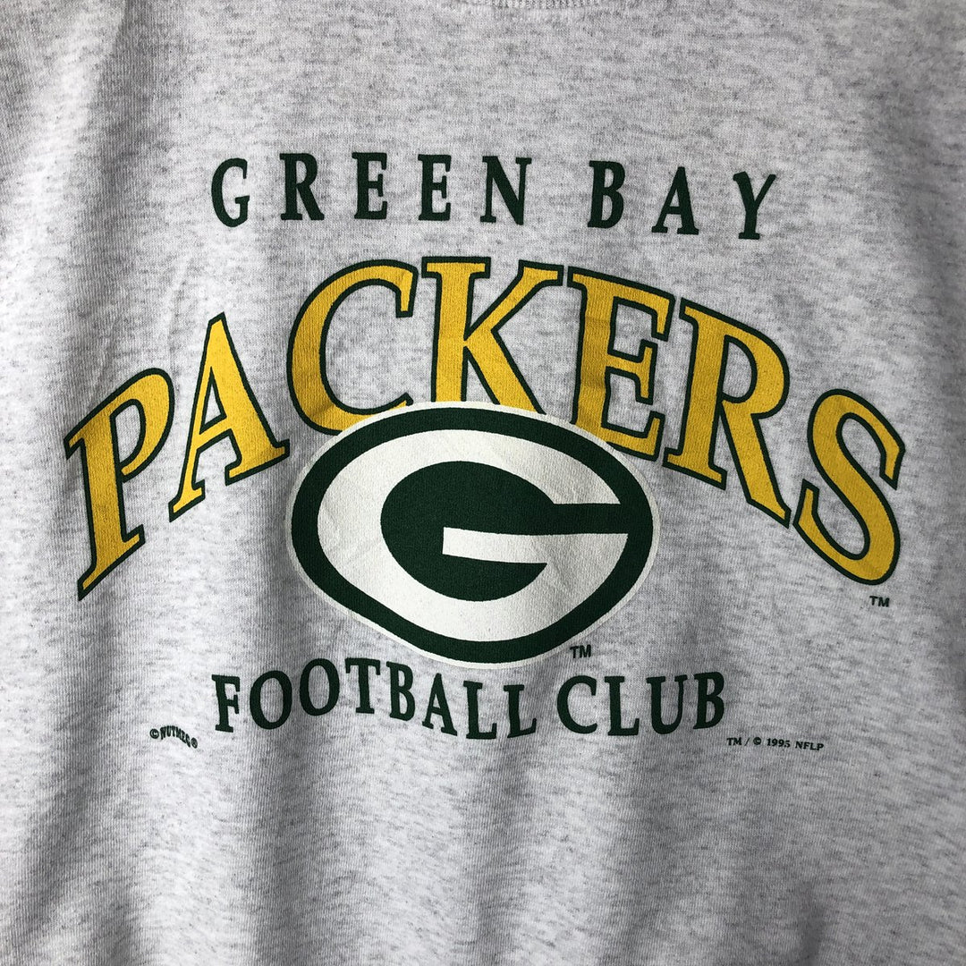 90'S Nutmeg NFL Green Bay Packers Print Sweatshirt, Made in USA, Men's Size L cotton gray type Vintage Second Hand