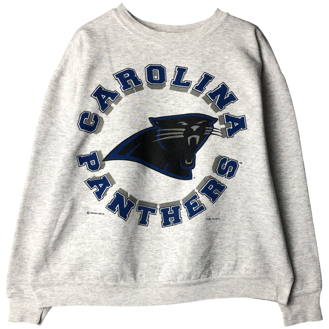 90'S Locker Line NFL Gameday Carolina Panthers Print Sweatshirt, Made in USA, Men's Size L cotton gray type Vintage Second Hand