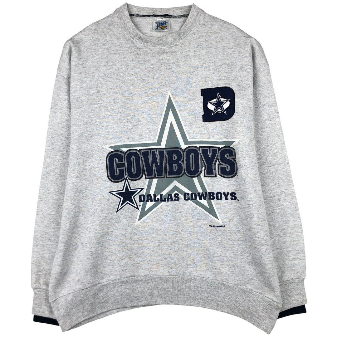 Vintage 90'S Official Fan NFL Dallas Cowboys Print Sweatshirt, Made in USA, Men's Size Large cotton gray type Vintage Second Hand
