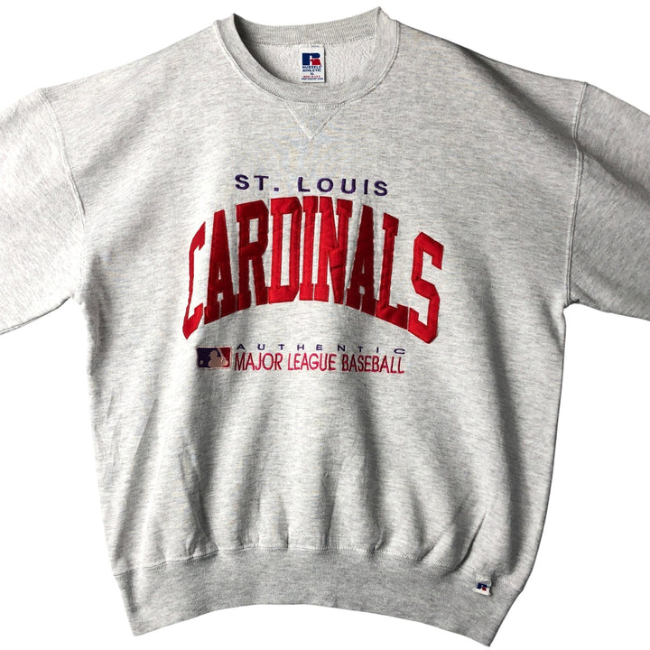 90'S Russell MLB St. Louis Cardinals Sweatshirt, Made in USA, Men's Size XL, Vintage cotton gray type Vintage Second Hand