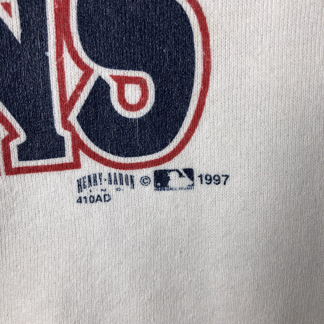 1997 Fruit of the Loom World Series MLB Cleveland Indians Print Sweatshirt from the 1990s cotton white type Vintage Second Hand