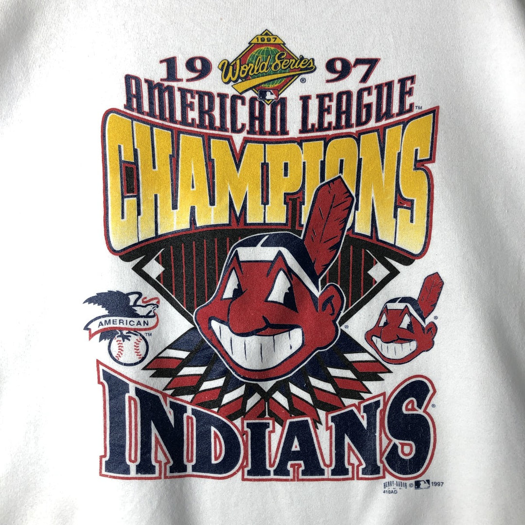 1997 Fruit of the Loom World Series MLB Cleveland Indians Print Sweatshirt from the 1990s cotton white type Vintage Second Hand