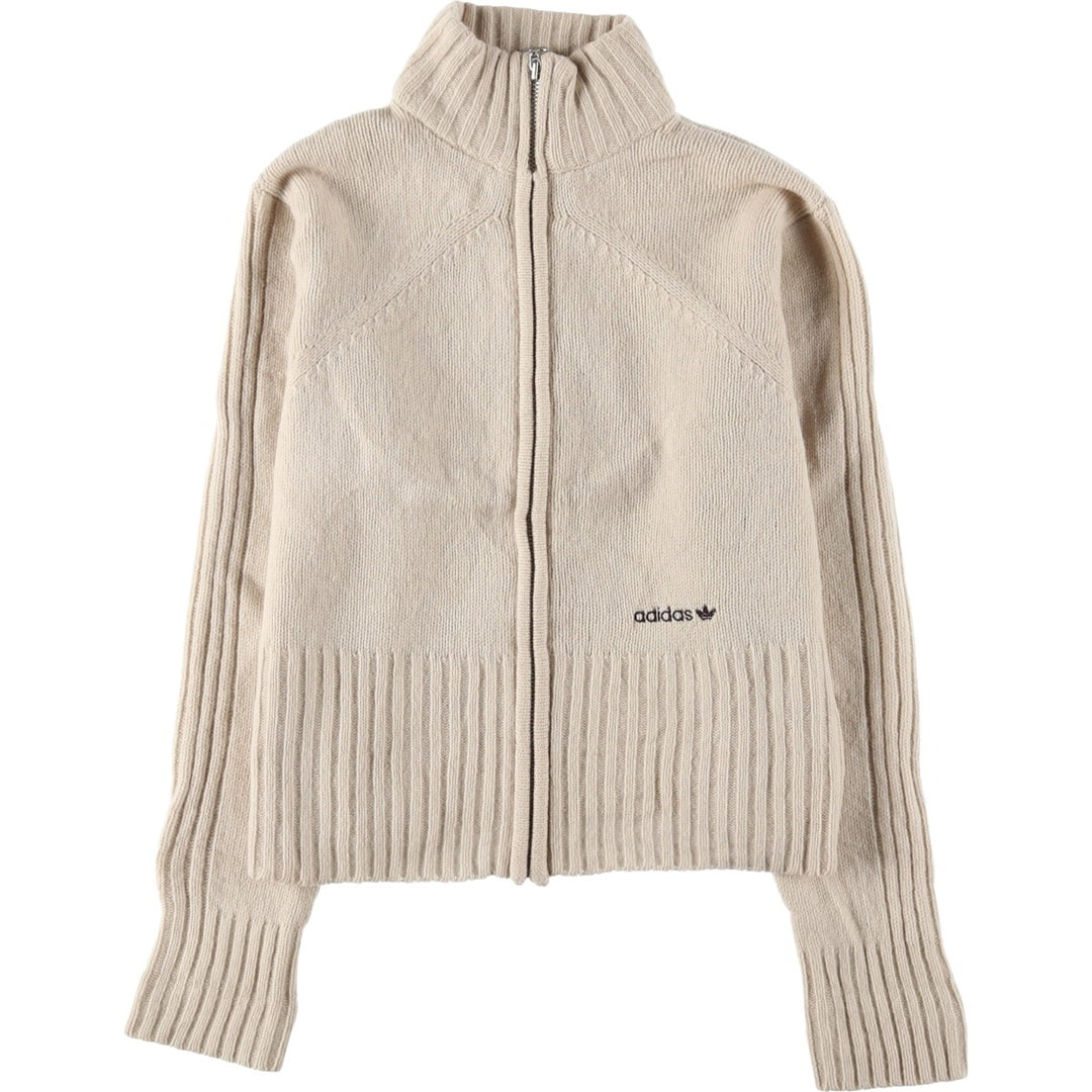 2000'S adidas Originals Wool Knit Full-Zip Sweater, Women's Size Medium wool pale white type Vintage Second Hand