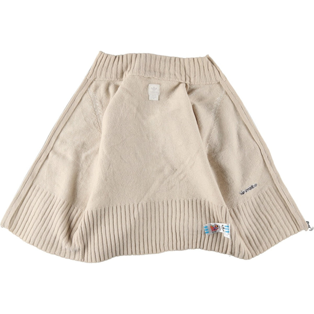 2000'S adidas Originals Wool Knit Full-Zip Sweater, Women's Size Medium wool pale white type Vintage Second Hand
