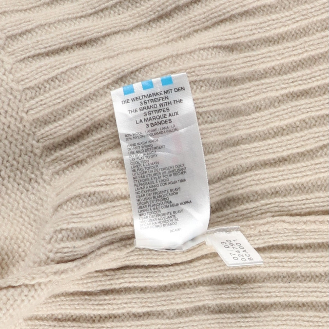 2000'S adidas Originals Wool Knit Full-Zip Sweater, Women's Size Medium wool pale white type Vintage Second Hand