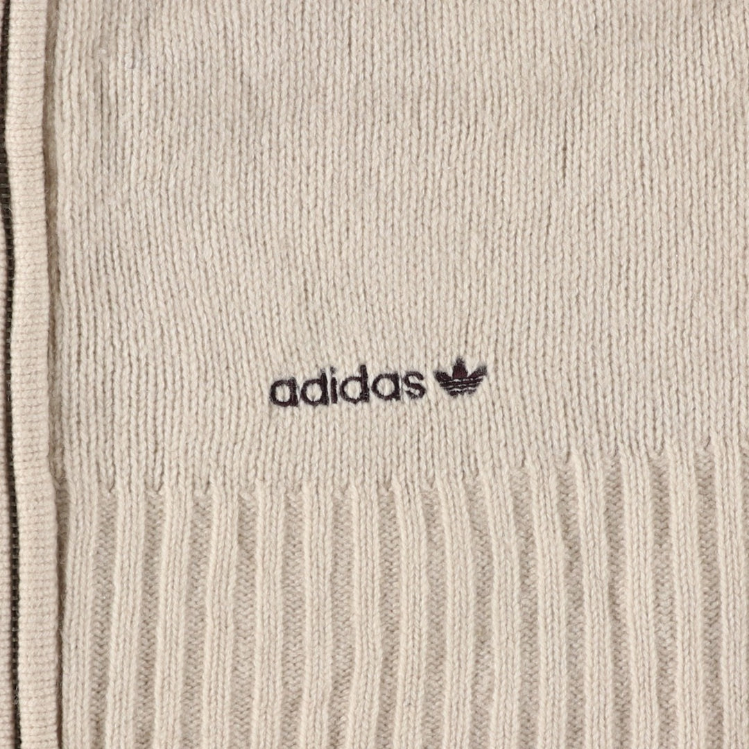 2000'S adidas Originals Wool Knit Full-Zip Sweater, Women's Size Medium wool pale white type Vintage Second Hand