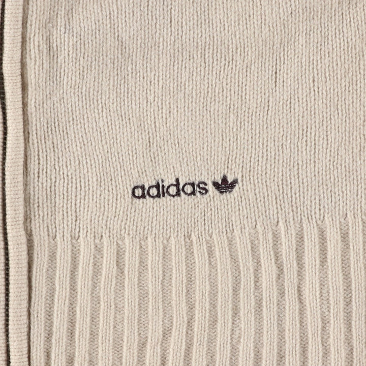 2000'S adidas Originals Wool Knit Full-Zip Sweater, Women's Size Medium wool pale white type Vintage Second Hand