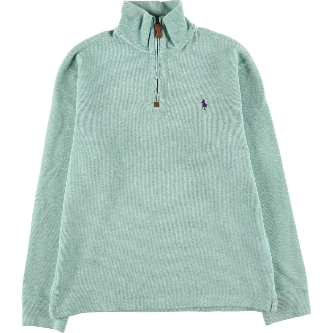 Ralph Lauren POLO by Ralph Lauren Cotton Knit Half Zip Sweater Men's S cotton Mint green Vintage Second Hand