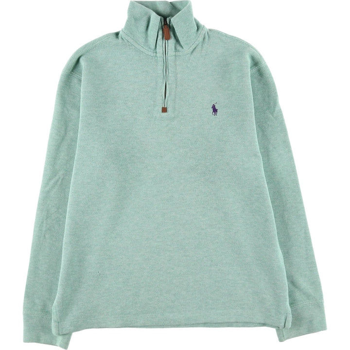 Ralph Lauren POLO by Ralph Lauren Cotton Knit Half Zip Sweater Men's S cotton Mint green Vintage Second Hand