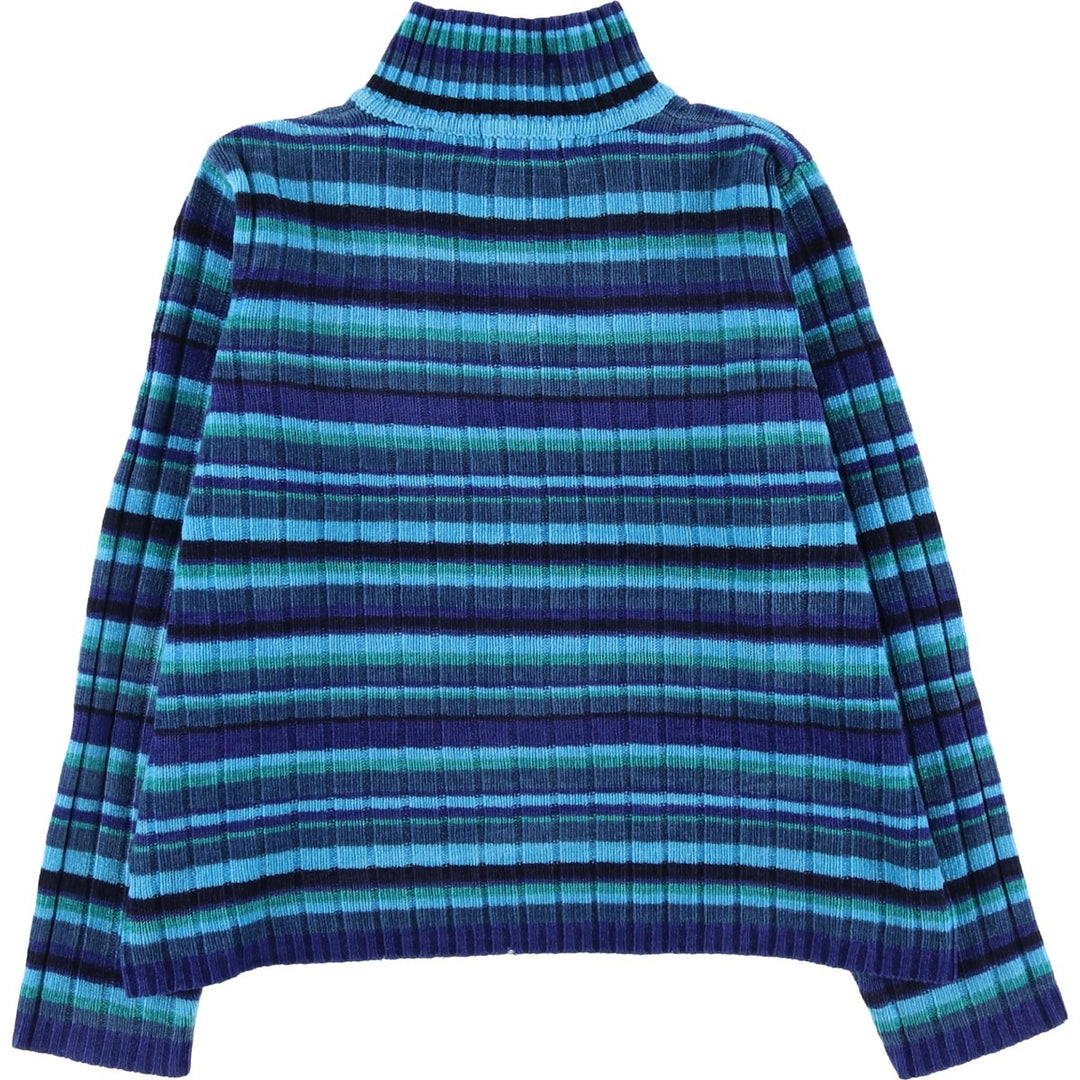 KAREN SCOTT Multi-Border Acrylic Knit Half-Zip Sweater, Women's Size Small acrylic Blue type light blue Vintage Second Hand