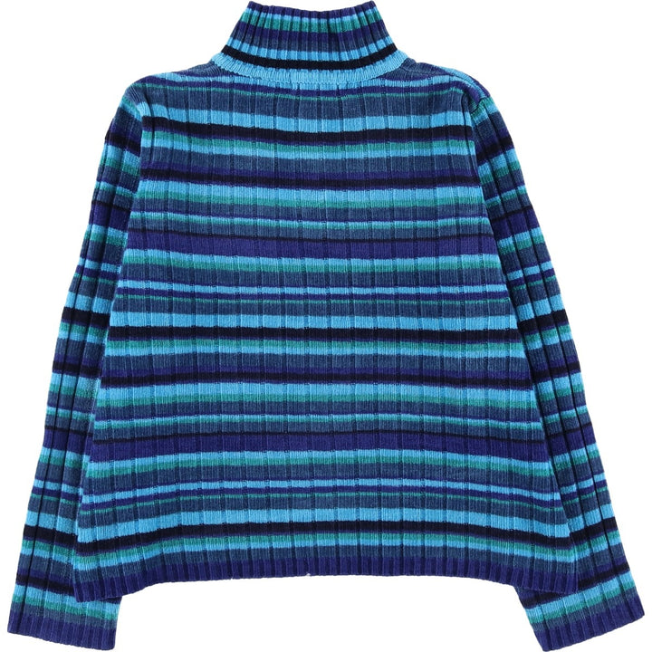 KAREN SCOTT Multi-Border Acrylic Knit Half-Zip Sweater, Women's Size Small acrylic Blue type light blue Vintage Second Hand