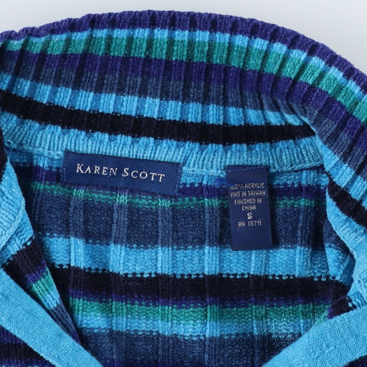 KAREN SCOTT Multi-Border Acrylic Knit Half-Zip Sweater, Women's Size Small acrylic Blue type light blue Vintage Second Hand
