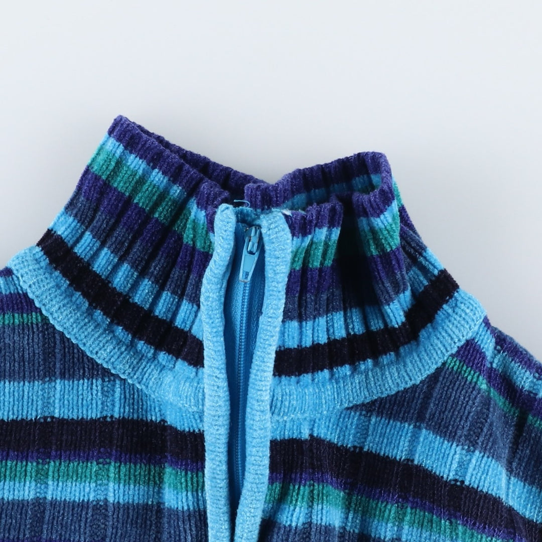 KAREN SCOTT Multi-Border Acrylic Knit Half-Zip Sweater, Women's Size Small acrylic Blue type light blue Vintage Second Hand