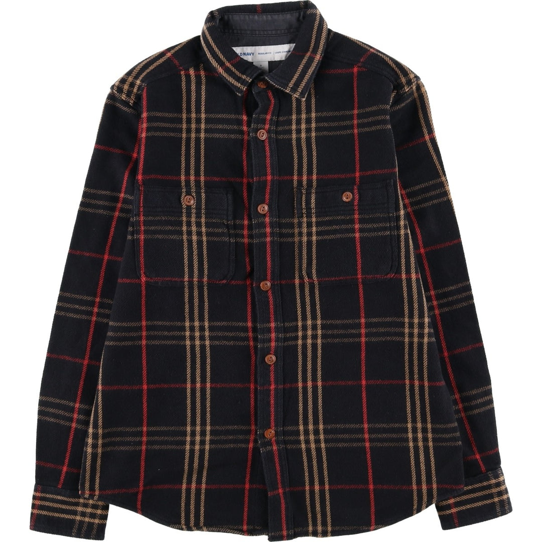 Old Navy Regular Fit Long Sleeve Flannel Check Shirt, Men's Size Small cotton black type Vintage Second Hand