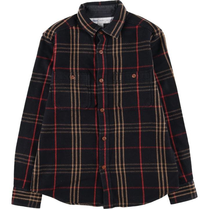 Old Navy Regular Fit Long Sleeve Flannel Check Shirt, Men's Size Small cotton black type Vintage Second Hand