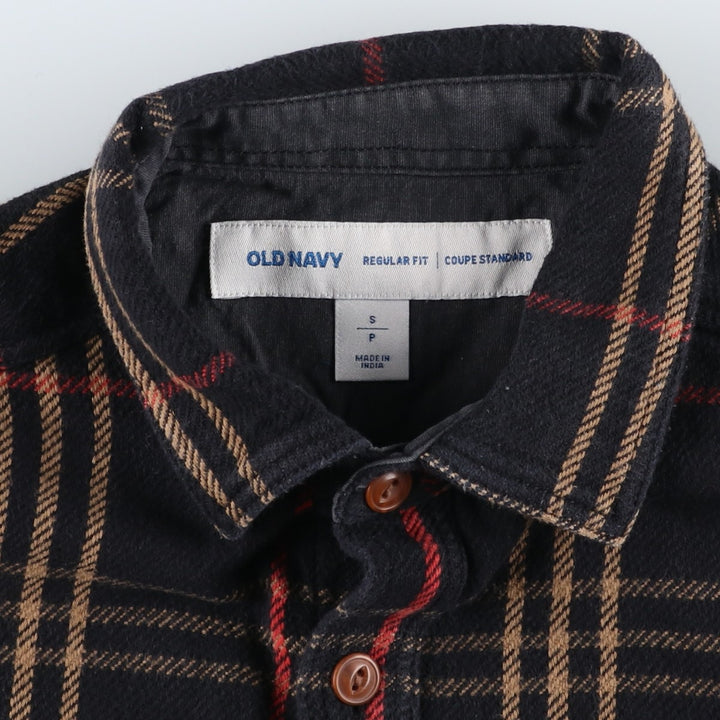 Old Navy Regular Fit Long Sleeve Flannel Check Shirt, Men's Size Small cotton black type Vintage Second Hand