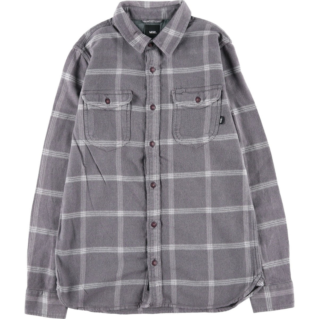 Vans Tailored Fit Long Sleeve Flannel Check Shirt, Women's Size Small cotton gray type Vintage Second Hand