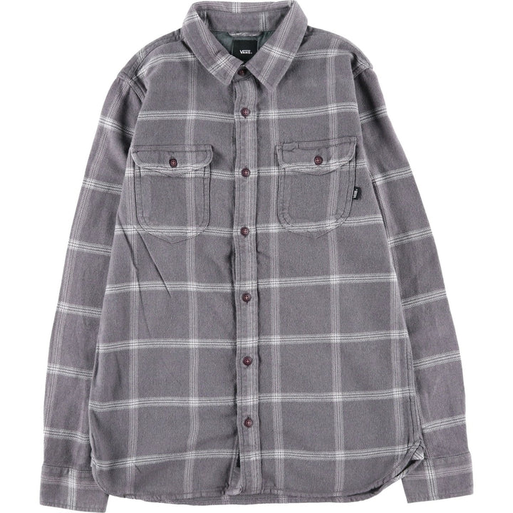 Vans Tailored Fit Long Sleeve Flannel Check Shirt, Women's Size Small cotton gray type Vintage Second Hand
