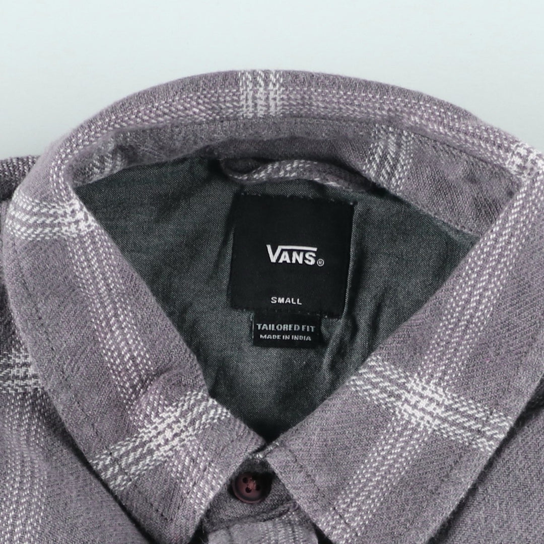 Vans Tailored Fit Long Sleeve Flannel Check Shirt, Women's Size Small cotton gray type Vintage Second Hand