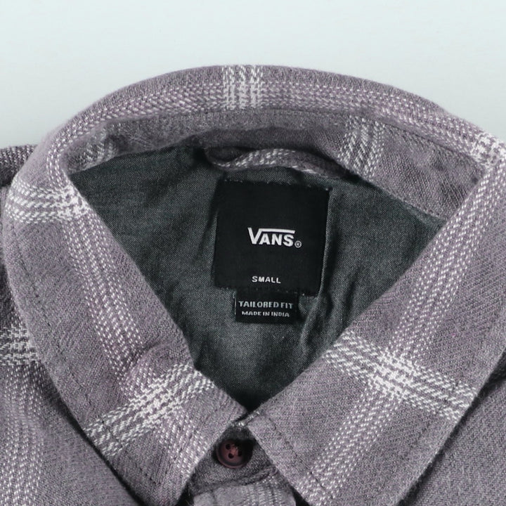 Vans Tailored Fit Long Sleeve Flannel Check Shirt, Women's Size Small cotton gray type Vintage Second Hand