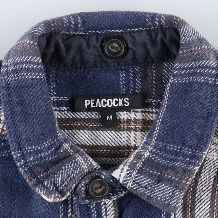 PEACOCKS Long Sleeve Flannel Check Shirt, Women's Size M cotton blue type Vintage Second Hand