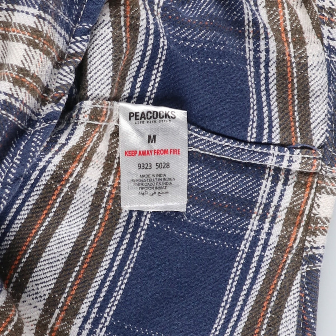 PEACOCKS Long Sleeve Flannel Check Shirt, Women's Size M cotton blue type Vintage Second Hand