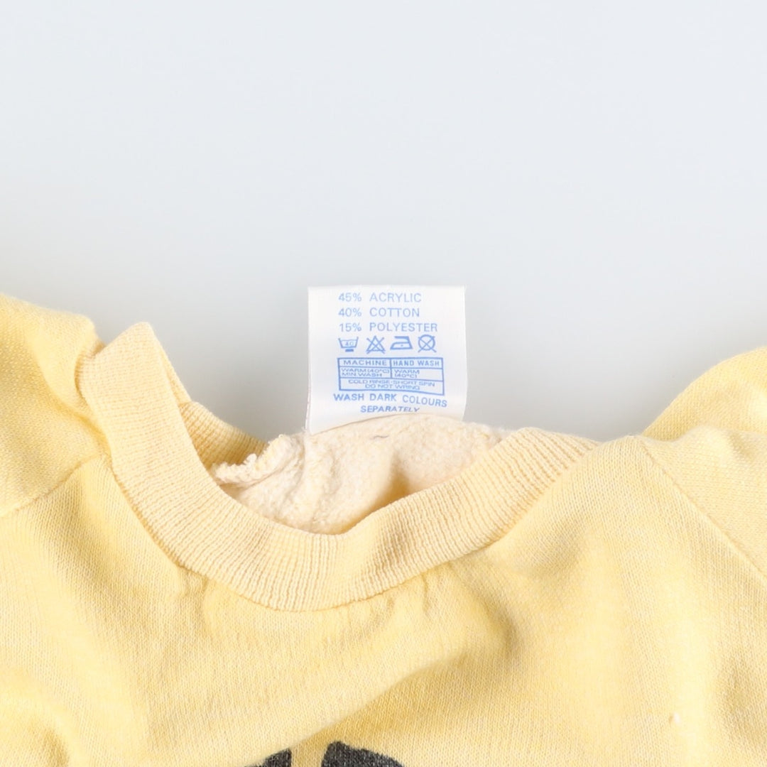 Vintage 1980'S JSW cropped college sweatshirt with triple print, made in the UK, size M. acrylic yellow type Vintage Second Hand