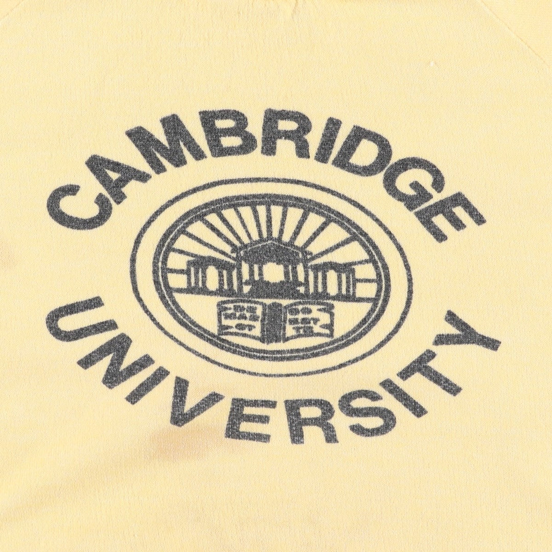 Vintage 1980'S JSW cropped college sweatshirt with triple print, made in the UK, size M. acrylic yellow type Vintage Second Hand