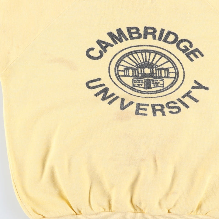 Vintage 1980'S JSW cropped college sweatshirt with triple print, made in the UK, size M. acrylic yellow type Vintage Second Hand