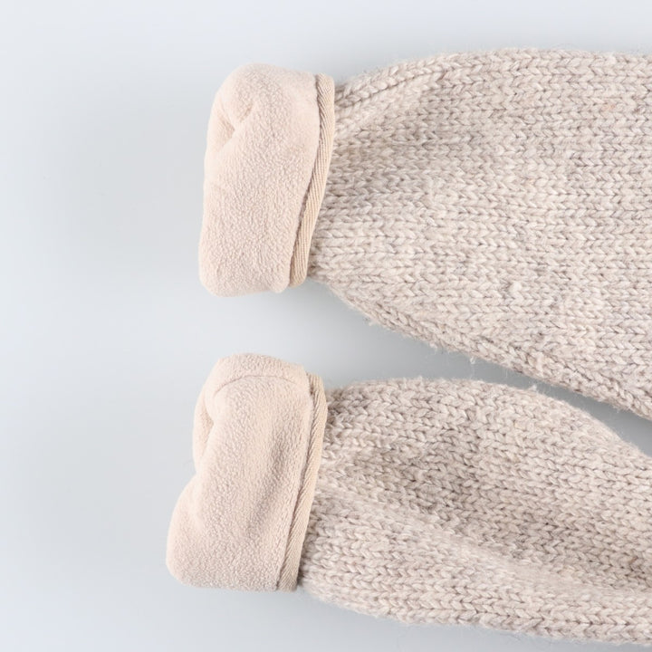 PACHAMAMA All-Over Print HAND KNIT Hand-Knit Wool Zip Hoodie, Women's Size M wool pale white type Vintage Second Hand