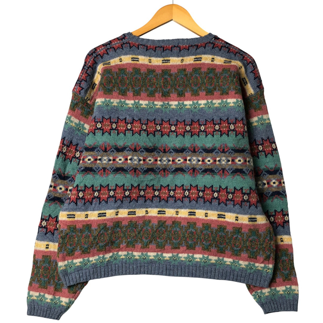 90'S WOOLRICH all-over print wool knit sweater, women's size L, vintage wool Blue type light blue Vintage Second Hand