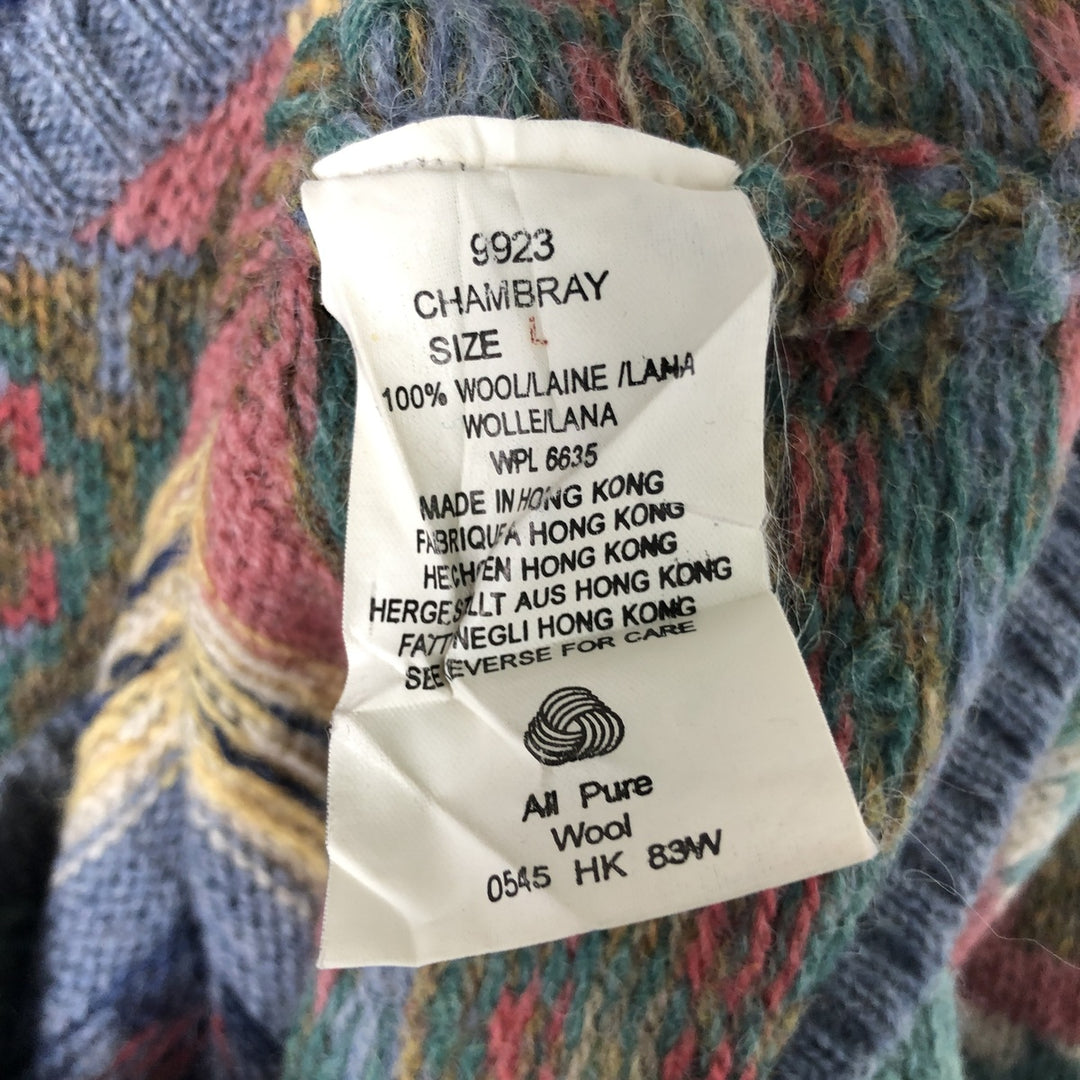 90'S WOOLRICH all-over print wool knit sweater, women's size L, vintage wool Blue type light blue Vintage Second Hand