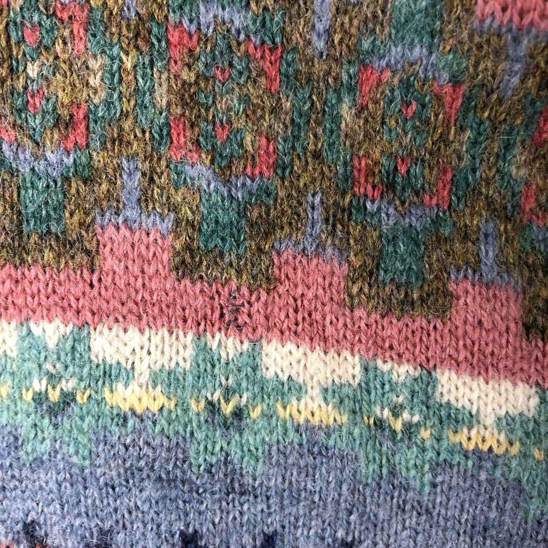 90'S WOOLRICH all-over print wool knit sweater, women's size L, vintage wool Blue type light blue Vintage Second Hand