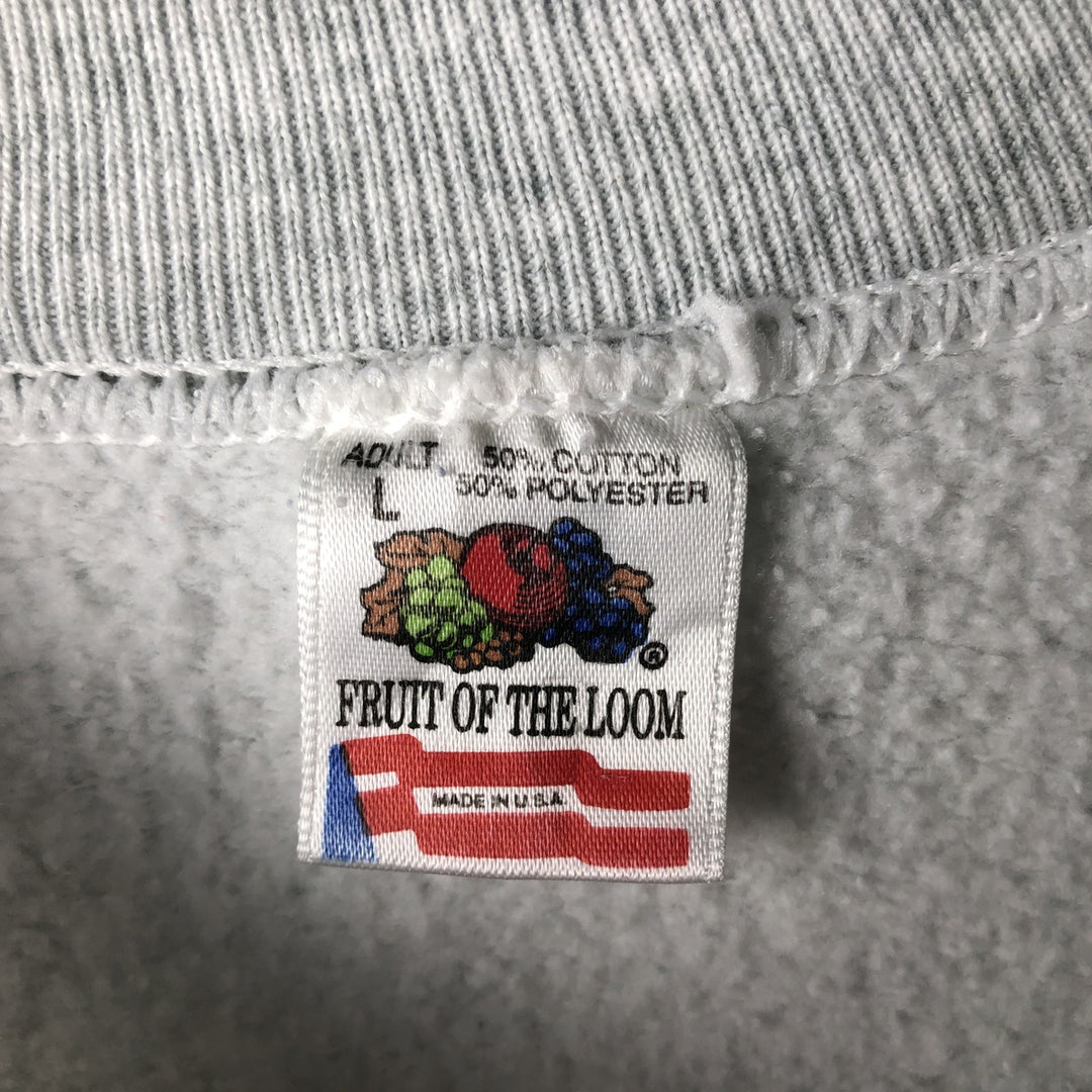 90'S Fruit of the Loom printed sweatshirt, made in the USA, men's size L, vintage cotton gray type Vintage Second Hand