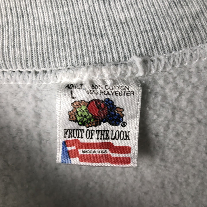 90'S Fruit of the Loom printed sweatshirt, made in the USA, men's size L, vintage cotton gray type Vintage Second Hand