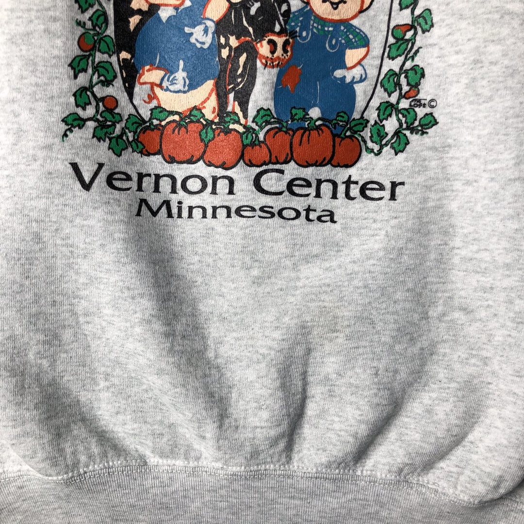 90'S Fruit of the Loom printed sweatshirt, made in the USA, men's size L, vintage cotton gray type Vintage Second Hand