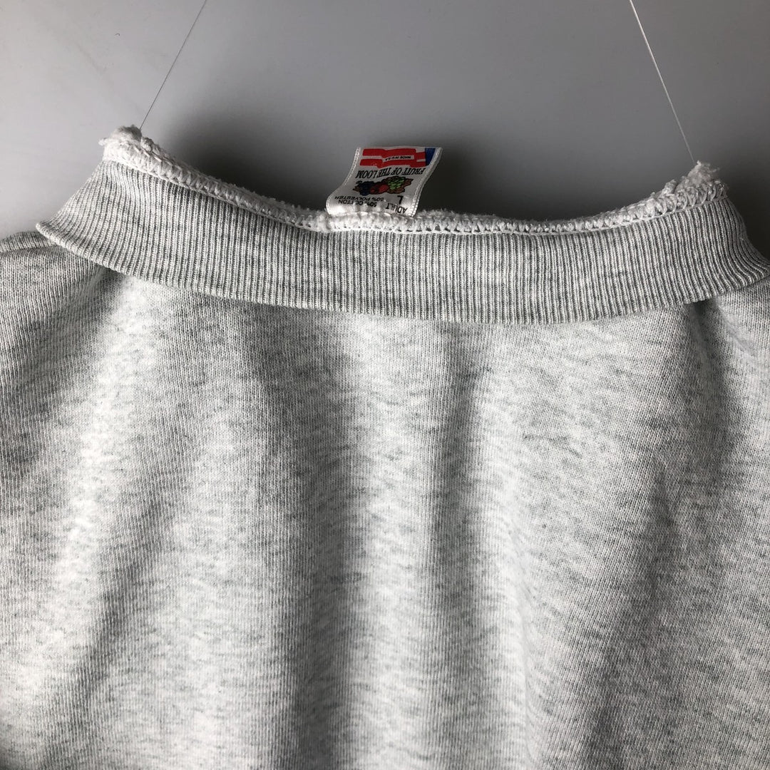 90'S Fruit of the Loom printed sweatshirt, made in the USA, men's size L, vintage cotton gray type Vintage Second Hand