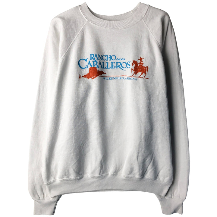 Vintage 80'S Hanes Blue Tag Printed Sweatshirt, Made in USA, Men's XL cotton white type Vintage Second Hand