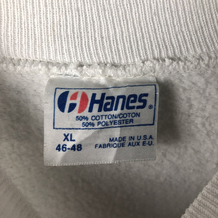 Vintage 80'S Hanes Blue Tag Printed Sweatshirt, Made in USA, Men's XL cotton white type Vintage Second Hand