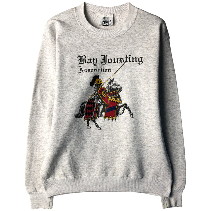 Vintage 90'S Lee Heavy Weight Cotton Blend Print Sweatshirt, Made in USA, Men's Size Medium unclear gray type Vintage Second Hand