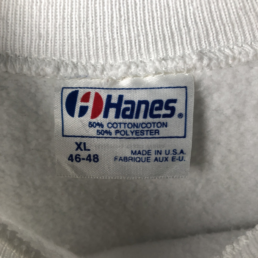 Vintage 80'S Hanes Blue Tag Printed Sweatshirt, Made in USA, Men's XL cotton white type Vintage Second Hand
