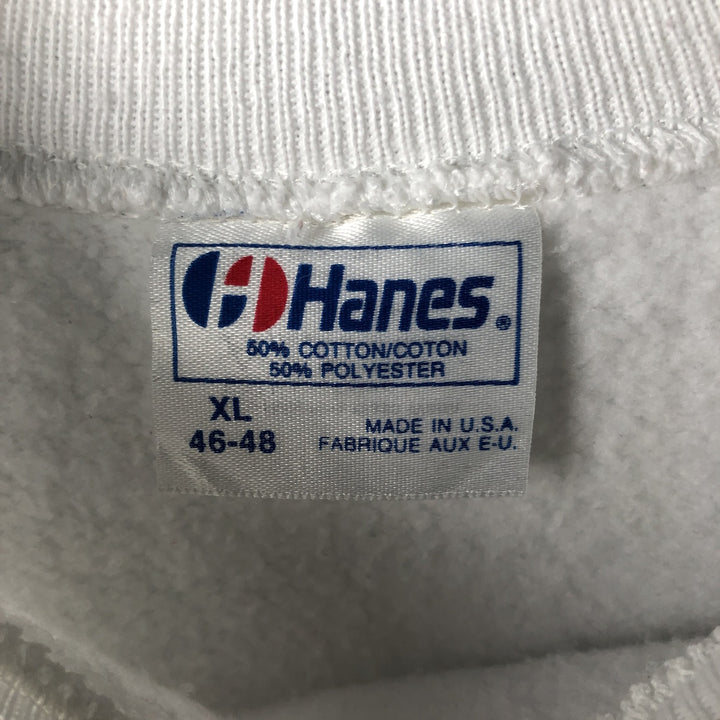 Vintage 80'S Hanes Blue Tag Printed Sweatshirt, Made in USA, Men's XL cotton white type Vintage Second Hand