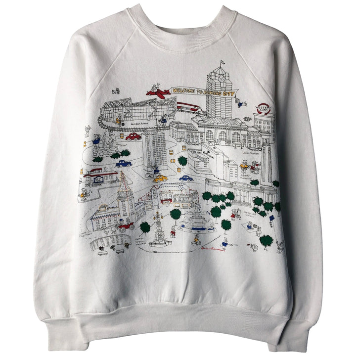 Vintage 80'S Fruit of the Loom printed sweatshirt, made in the USA, size M for men cotton white type Vintage Second Hand