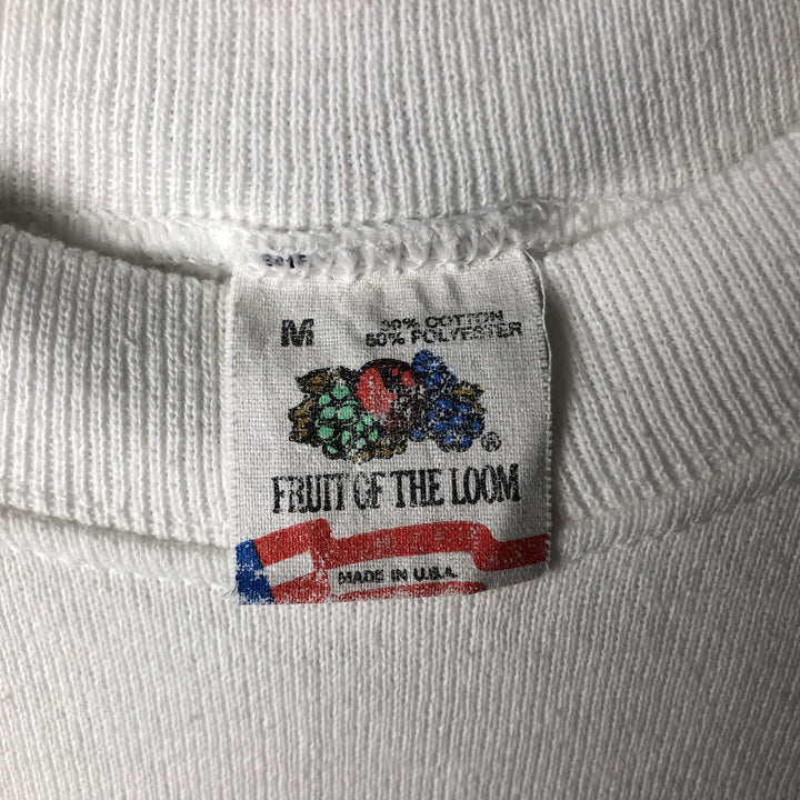 Vintage 80'S Fruit of the Loom printed sweatshirt, made in the USA, size M for men cotton white type Vintage Second Hand