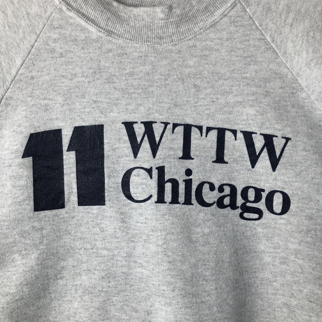 90'S Oneita WTTW Chicago Print Sweatshirt, Made in USA, Vintage, Men's XL polyester gray type Vintage Second Hand