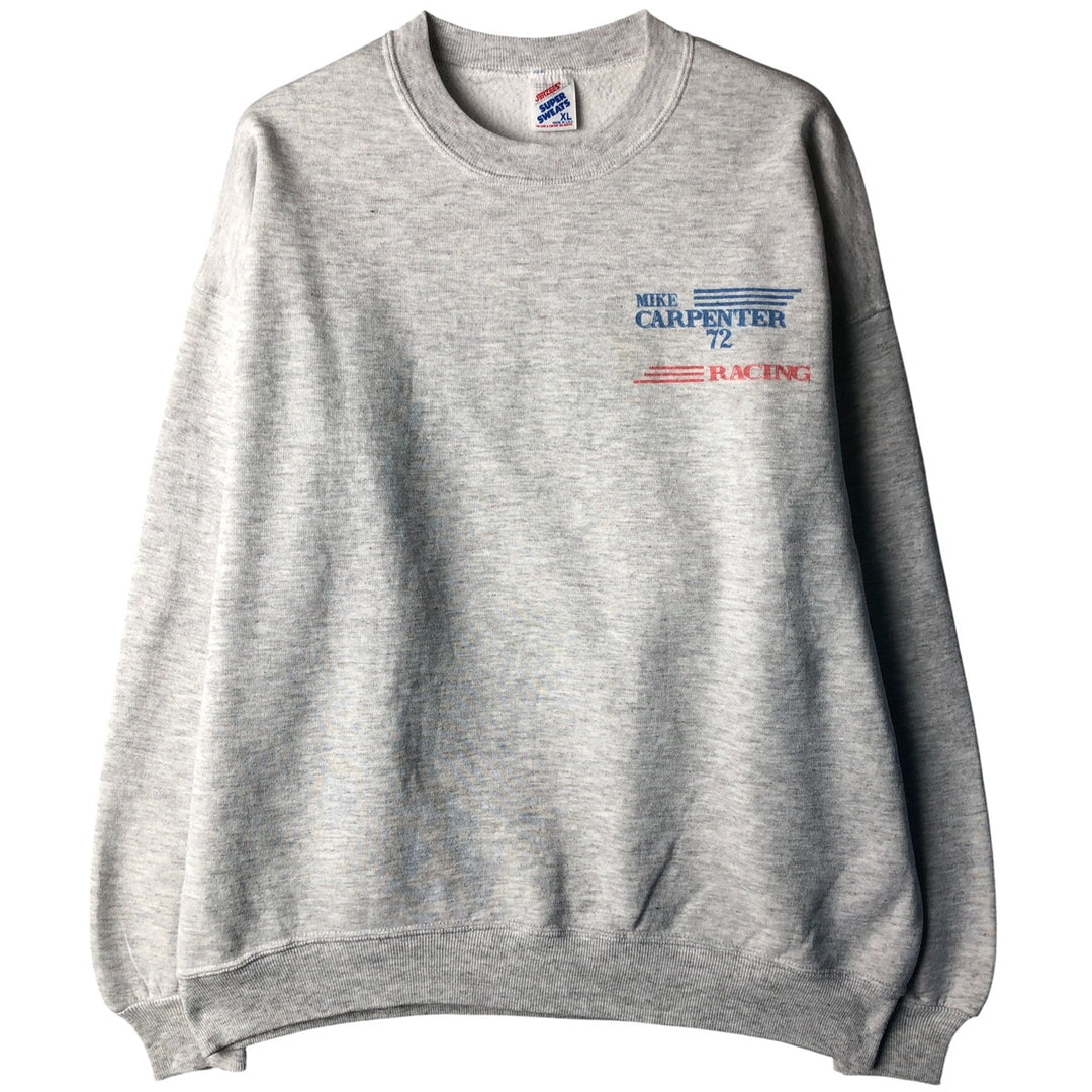 Vintage 80s-90'S Jerzees Super Sweats printed sweatshirt, made in the USA, men's size XL cotton gray type Vintage Second Hand